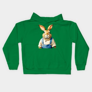 Bunny in overalls Kids Hoodie